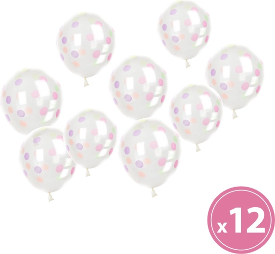 Set di palloncini trasparenti con pois colorati – 12 pezzi