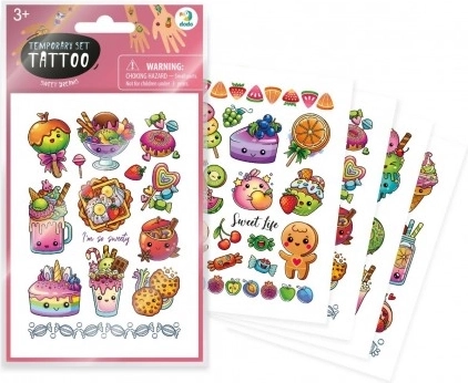 Set di Tatuaggi Temporanei Dolci 4 Fogli