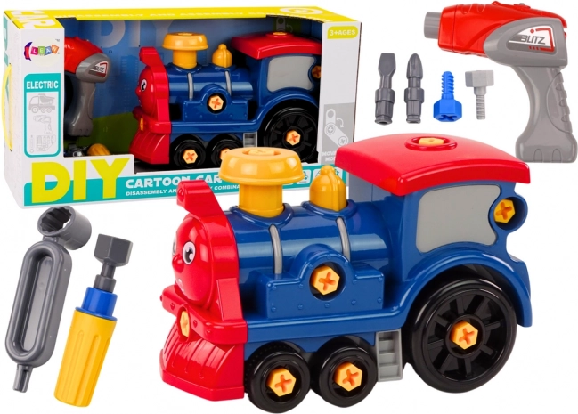 Locomotiva a cartone animato assemblabile DIY – blu scuro