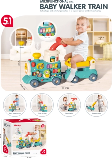 Girello locomotiva per bambini 5 in 1 – blu