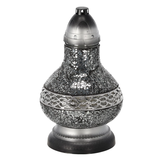 Lampada votiva in vetro colorato Karafa piccola, argento
