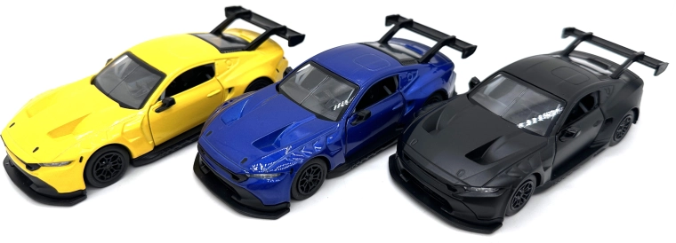 Modello auto in metallo Ford Mustang GT3 (2024) con luci e suoni