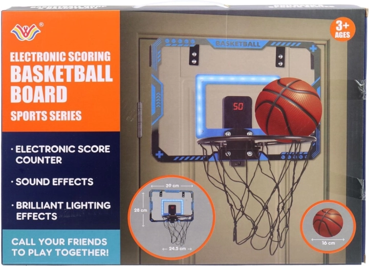 Canestro da basket a batteria con contapunti per bambini