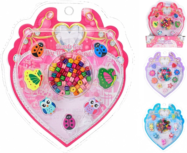 Perline di legno da infilare per bambini – coccinelle, fiorellini e animaletti (8 pz)