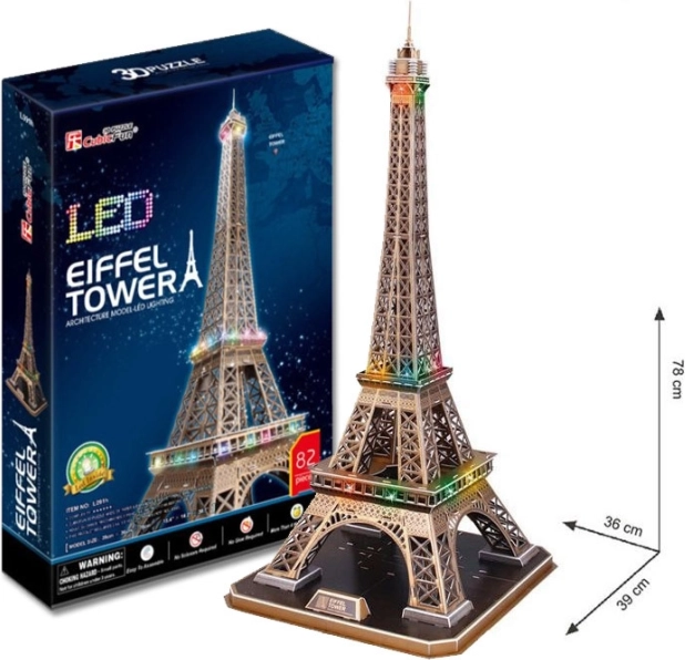 CUBICFUN puzzle 3D luminoso Torre Eiffel con illuminazione LED, 84 pezzi