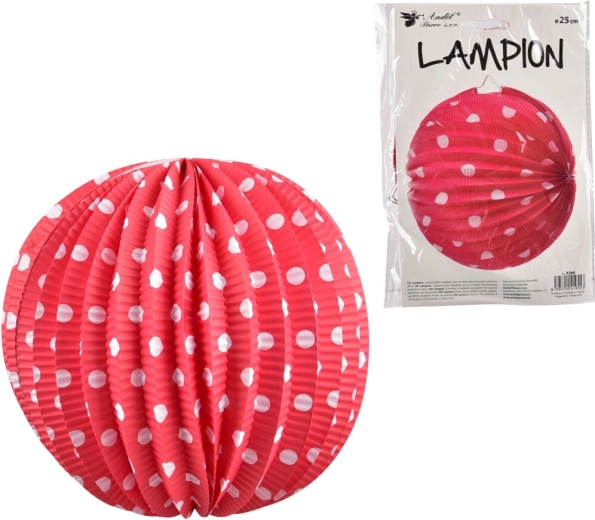 Lanterna di carta con pois rosa 25 cm