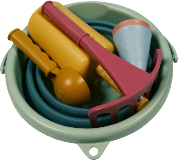 Schildkröt set di giochi da sabbia con secchiello pieghevole, verde, 7 pezzi