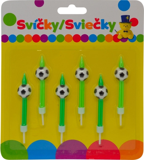 Candeline di compleanno con pallone da calcio e supporto, 6 pz