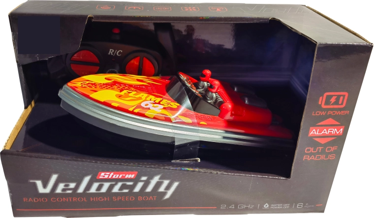 Motoscafo R/C Velocity Storm 1:16 2,4 GHz fiamma rossa