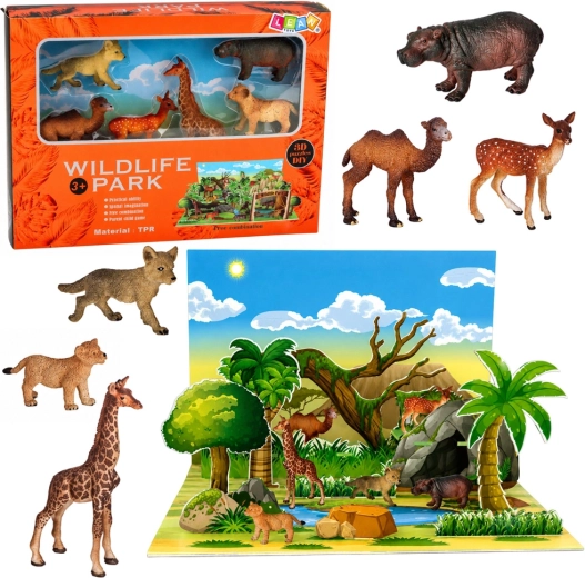 Set di statuine di animali selvatici con parco 3D