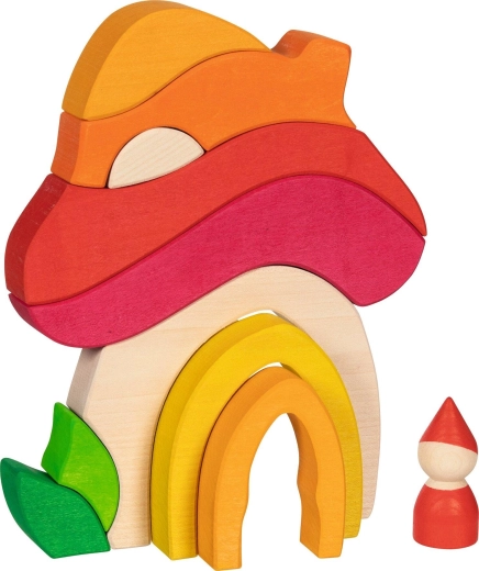 Goki evolution blocchi da costruzione in legno casetta a fungo