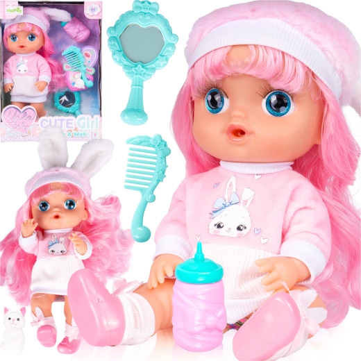 Bambola 30 cm beve e fa la pipì con accessori