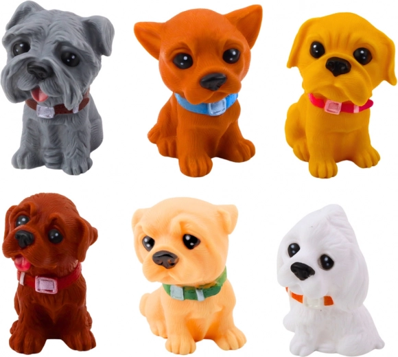 Set di graziose figurine di cuccioli, gomma, 6 pezzi