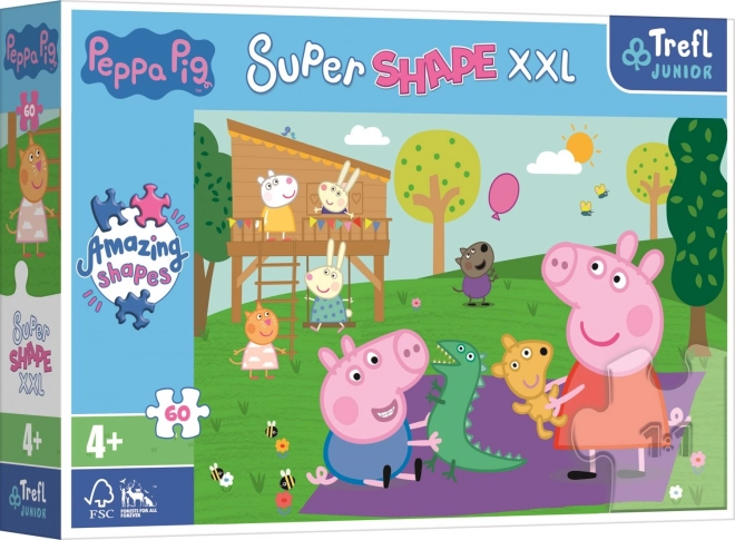 Puzzle 60 XXL Super Shape – divertimento con il fratellino, PEPPA PIG