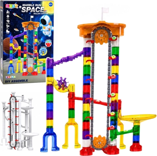Set da costruzione pista per biglie spaziale con tunnel trasparenti 3D (153 pezzi)
