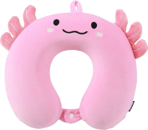 Cuscino da viaggio a ferro di cavallo rosa axolotl