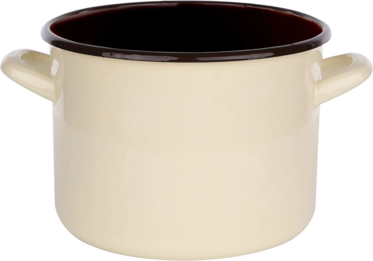 Pentola smaltata Silesia 7,5 l color crema con interno scuro 24 cm