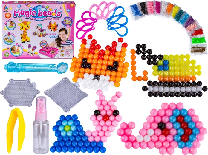 Perline ad acqua – set creativo 1400 pz (14 colori) + accessori