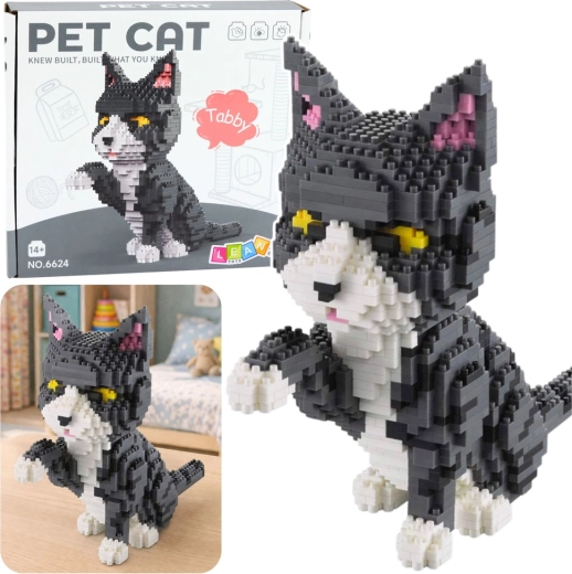 Set di costruzione creativo 3D gatto grigio – 1258 pezzi