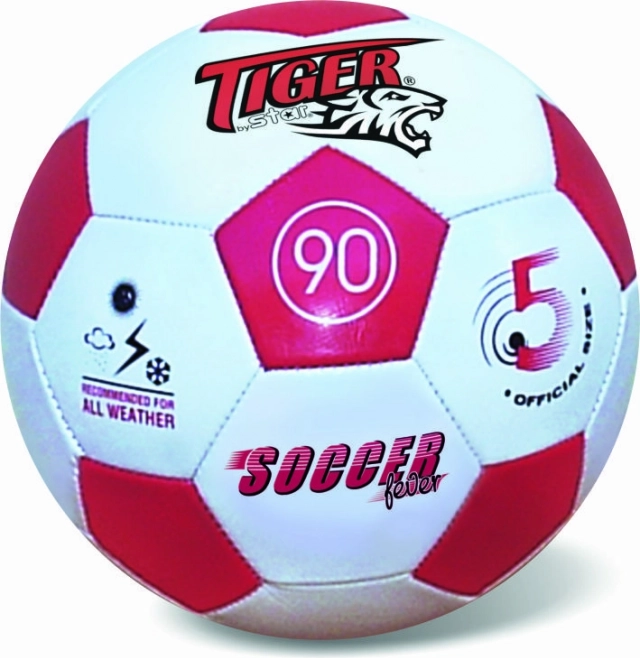 Pallone da calcio in pelle Fever rosso, misura 5