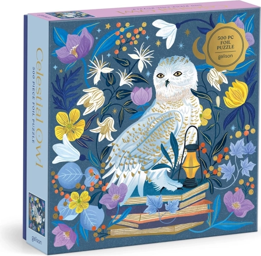 Puzzle con dettagli metallizzati Galison Gufo celeste, 500 pezzi