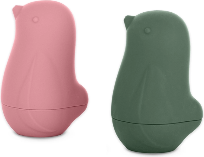 Petite&Mars giochi da bagno in silicone Love birds ochre green 6m+