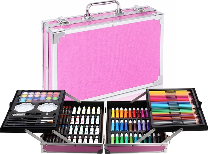 Set artistico rosa per disegno e pittura Renew Force da 145 pezzi