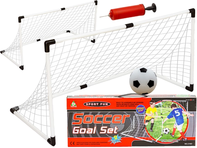 Set di porte da calcio con rete, pallone e pompa manuale