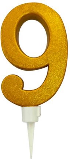 Candela per torta numero 9 oro 16 cm