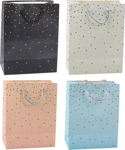 Borsa regalo con pois dorati 23 × 18 × 10,5 cm