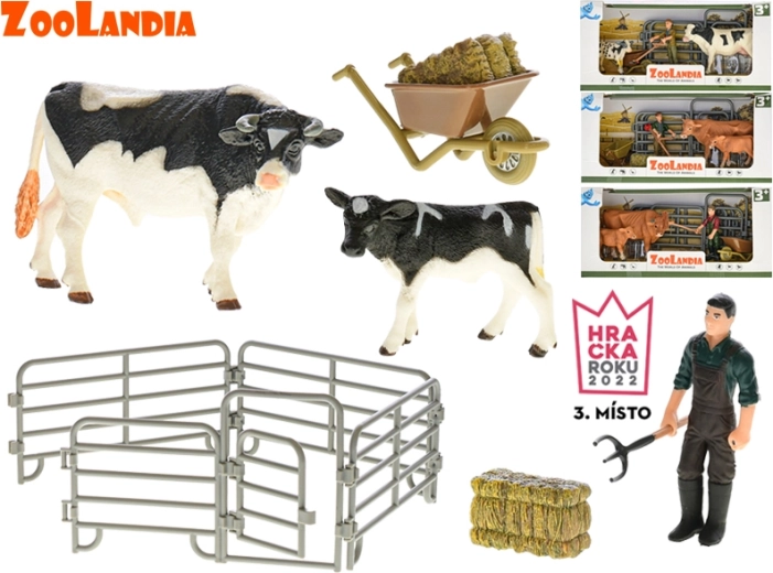 Zoolandia set mucca con vitellino e accessori per la fattoria