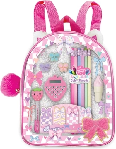 Hot Focus zainetto per bambini con materiale scolastico rosa