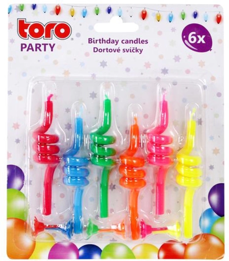 Candeline per torte a spirale con supporto 8,8 cm, 6 pz