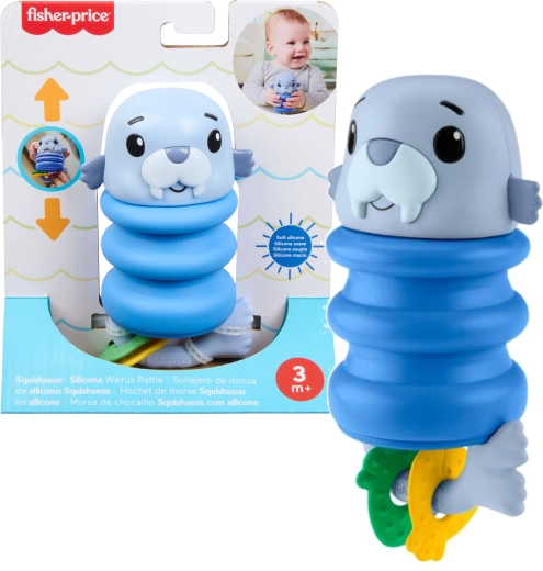 Sonaglio sensoriale per neonati con foca e molla in silicone FISHER-PRICE