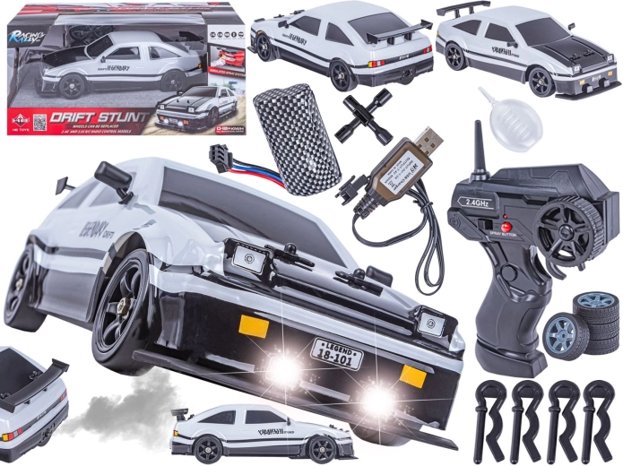 Auto RC drift Toyota 4WD 1:16 con effetto vapore e luci LED