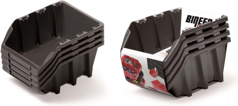 Set di contenitori Bineer Long, 4 pezzi, nero