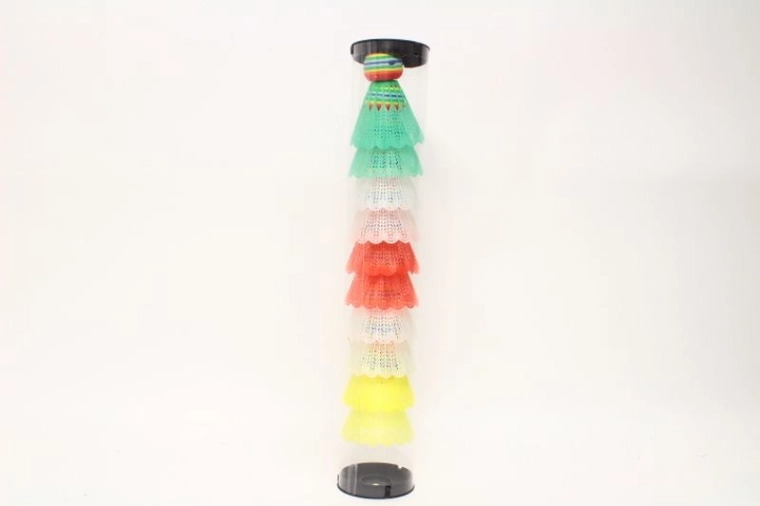 Volani in plastica colorati per badminton in tubo (10 pz)