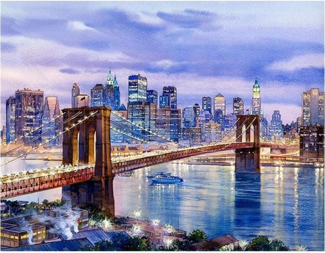 Pittura diamantata New York – Ponte di Brooklyn 30 × 40 cm