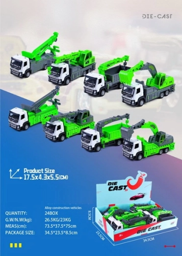 Camioncino da cantiere metallo/plastica 17,5 cm con ruote a ruota libera