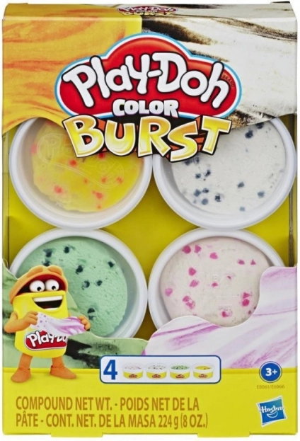 Pasta da modellare Play-Doh Color Burst set 4 vasetti con attrezzo