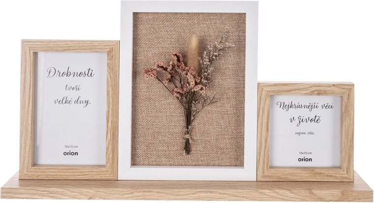 Cornice fotografica in legno beige per 3 foto