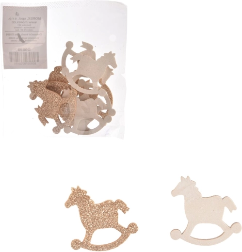 Cavallino in legno bianco/marrone 4 cm (8 pz)