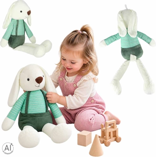 Coniglietto di peluche con pantaloncini verdi 70 cm - 1 pezzo