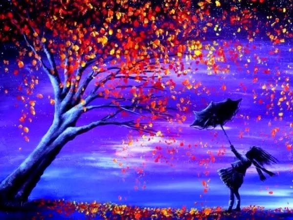 Pittura diamantata Albero magico con ragazza 30 × 40 cm