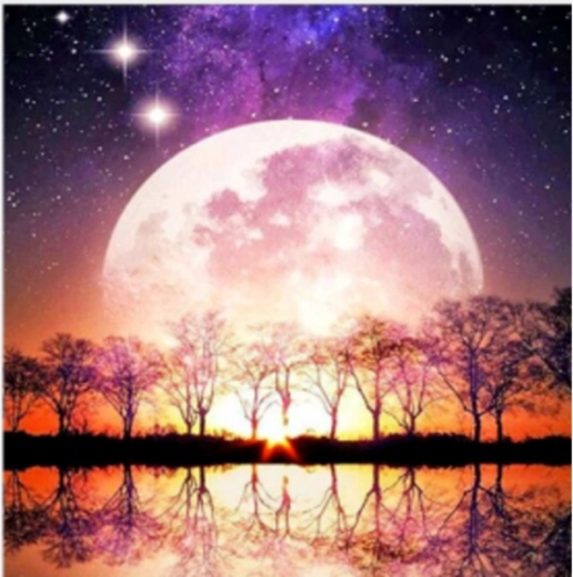 Mosaico di diamanti (diamond painting) - luna piena 30 × 30 cm - 1 pezzo