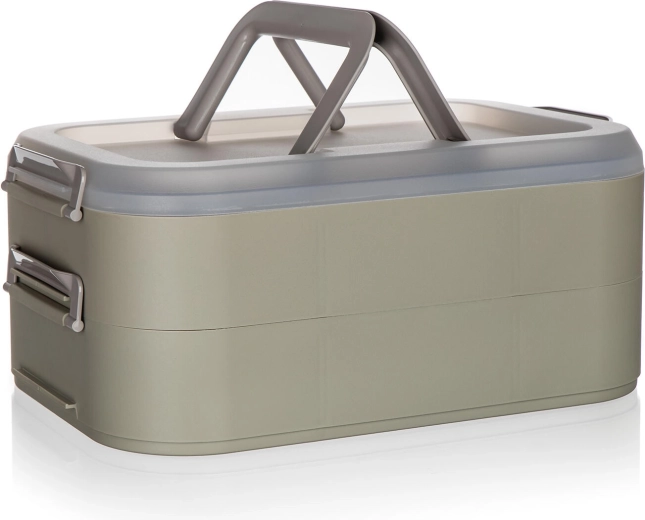 Party box portatile a due livelli con coperchio LATTE, 40 × 28 × 17,8 cm