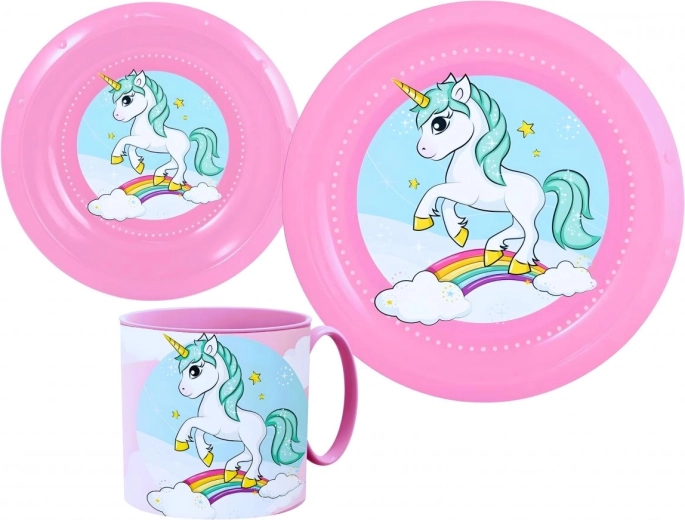 Set pappa per bambini in plastica Unicorn (3 pezzi)