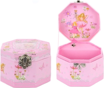 Scatola portagioie musicale rosa con ballerina e specchietto