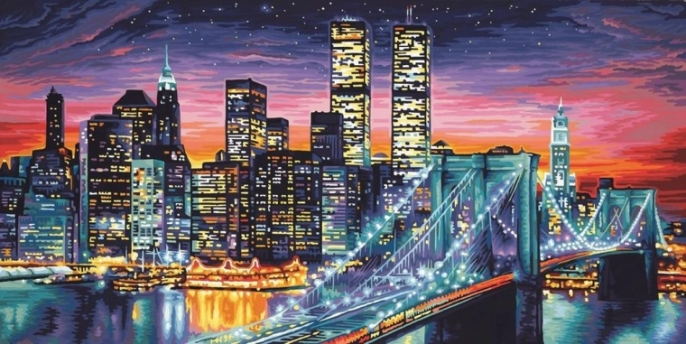 Pittura con diamanti New York notturna 30 × 40 cm