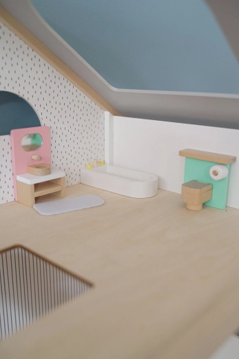Mobili da bagno in legno per bambole Copenhagen - 5 pezzi